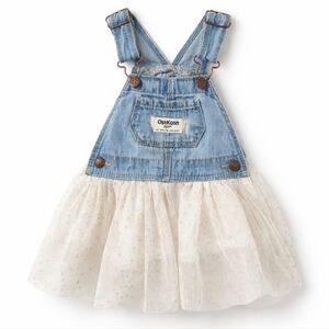 OshKosh B’gosh 6-9M Denim Jumper Dress Tulle Skirt